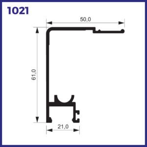 1021 - TRILHO SUPERIOR COM CANALETA PARA VIDRO FIXO