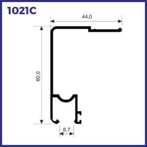 1021C - TRILHO SUPERIOR COM CANALETA PARA VIDRO FIXO 8MM - LEVE
