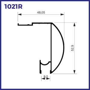 1021R - TRILHO SUPERIOR COM CANALETA PARA BOX 8MM